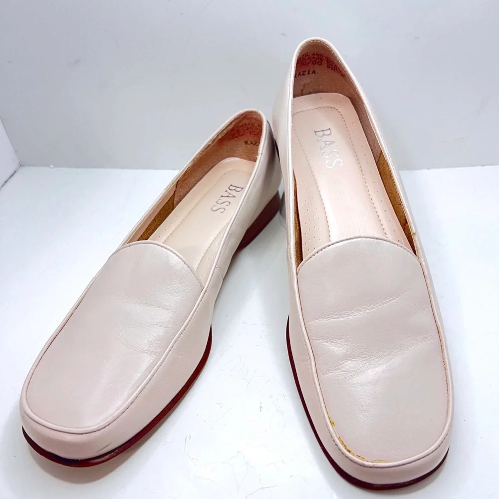 Bass Kazia Women Blush Pink Leather Loafers Size 9M Made in‎ Brazil Low Heel